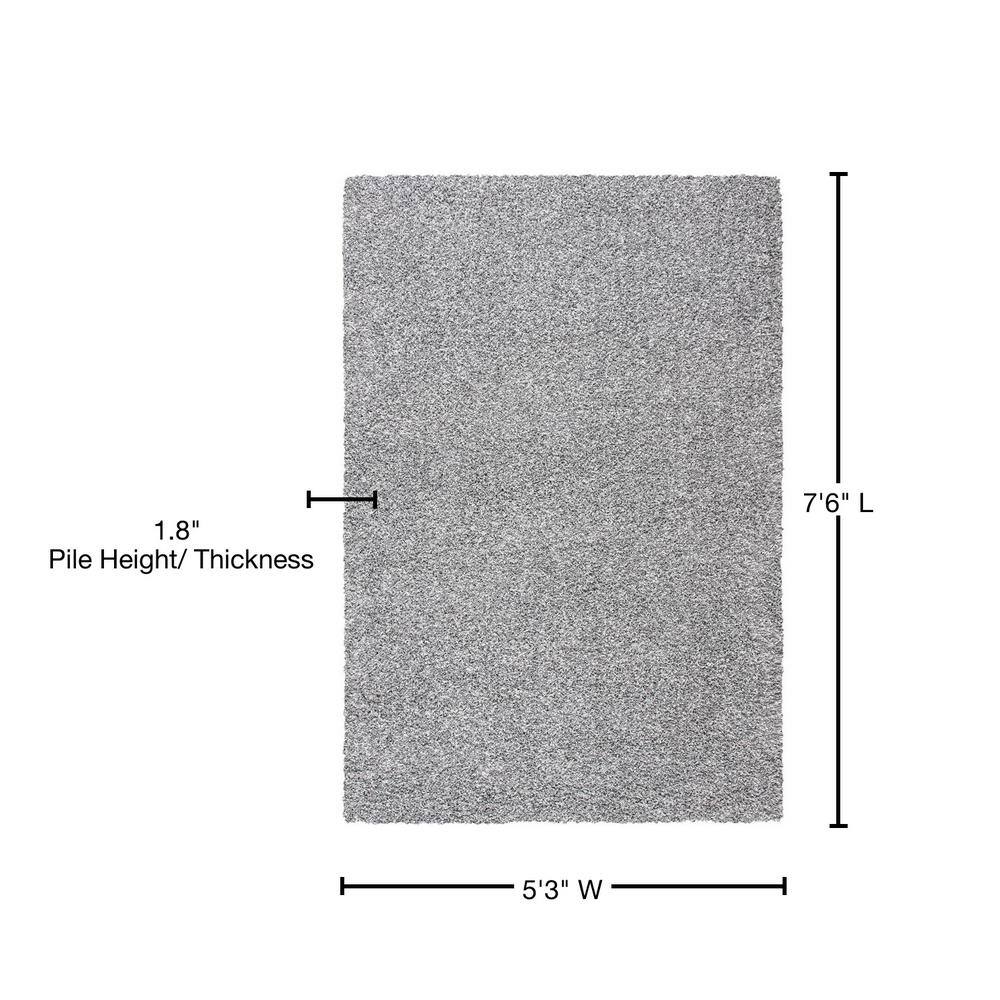 Luxurious Gray Synthetic Round Shag Rug, Easy Care, 59 in Diameter