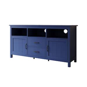 18 in. Navy TV Stand Fits TV's up to 68 in. with 2 Doors and 2-Drawers Open Style Cabinet, Sideboard for Living room