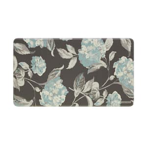 Brown and Blue Floral 17.5 in. x 32 in. Anti-Fatigue Wellness Mat