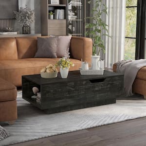 Opher 47.32 in. Reclaimed Black Oak Rectangle Wood Coffee Table with Lift Top