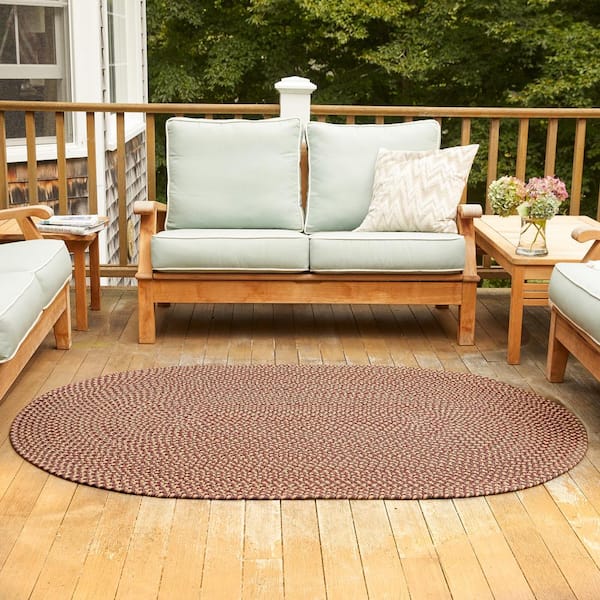 Westport Garnet Tweed 2 ft. x 4 ft. Oval Indoor/Outdoor Braided Area Rug