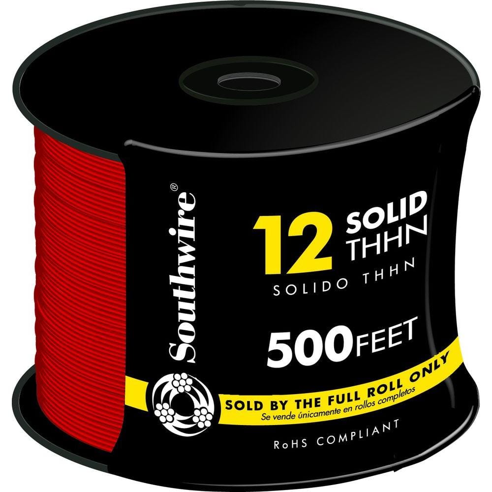 Southwire 500 ft. 12 Red Solid CU THHN Wire