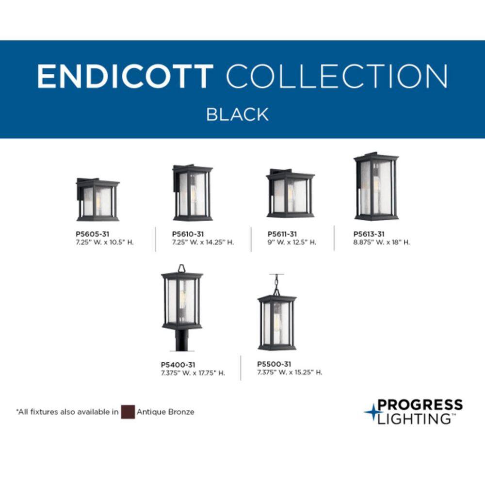 Endicott Black Aluminum 1-Light Post Lantern with Linen Glass Shade