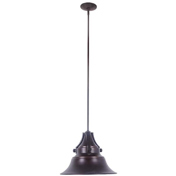 CRAFTMADE Union 11 in. 1-Light Oiled Bronze Finish Dimmable Outdoor Pendant Light with Bronze Aluminum Shade, No Bulb Included