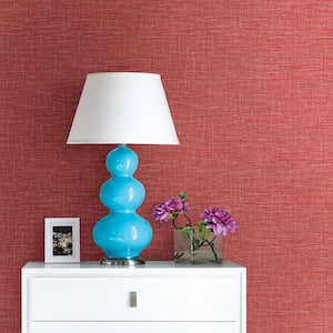 Exhale Coral Faux Grasscloth Paper Strippable Roll Wallpaper (Covers 56.4 sq. ft.)