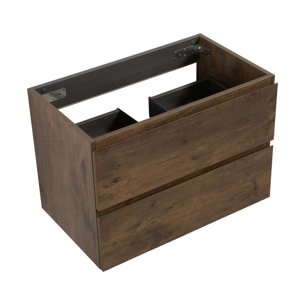 30" Walnut MDF Floating Bathroom Vanity with Soft Close Drawers