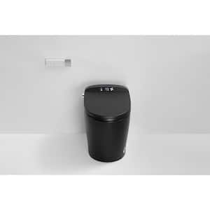 Elongated 12 in. Roungh in. 1.28GPF Smart Toilet Bidet in Black, Auto Flush Heated Seat Warm Air Dryer Foot Sensor