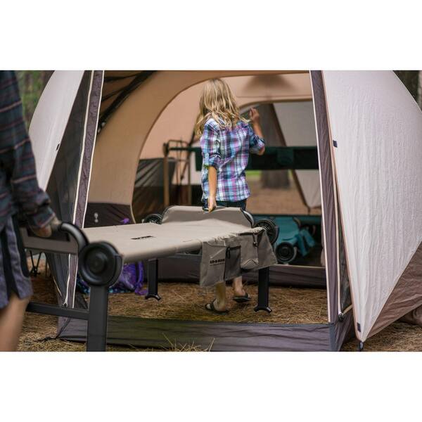 Disc-O-Bed Youth Kid-O-Bunk Bench Bunked Double Camping Cot with Organizers Tan 