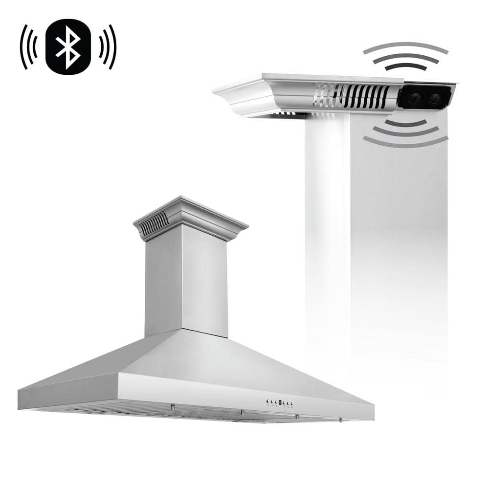 48" Stainless Steel Wall Mount Range Hood with Bluetooth Speakers