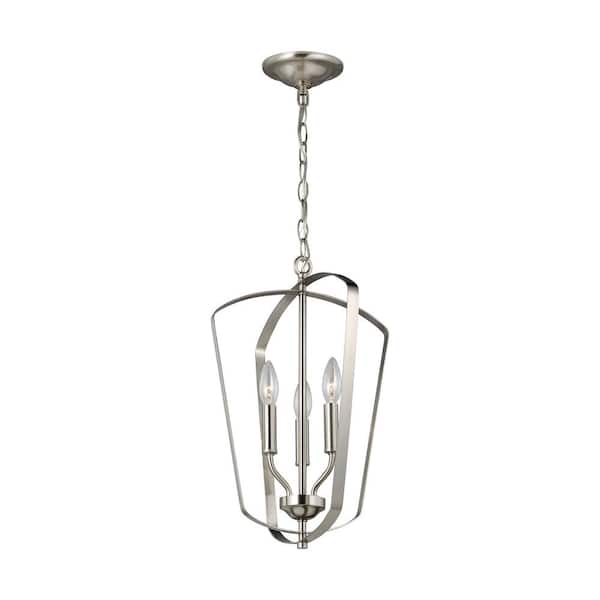 Romee 3-Light Brushed Nickel Hall-Foyer Hanging Pendant