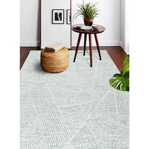 Valencia Teal 8 ft. x 10 ft. (7'6" x 9'6") Geometric Transitional Area Rug
