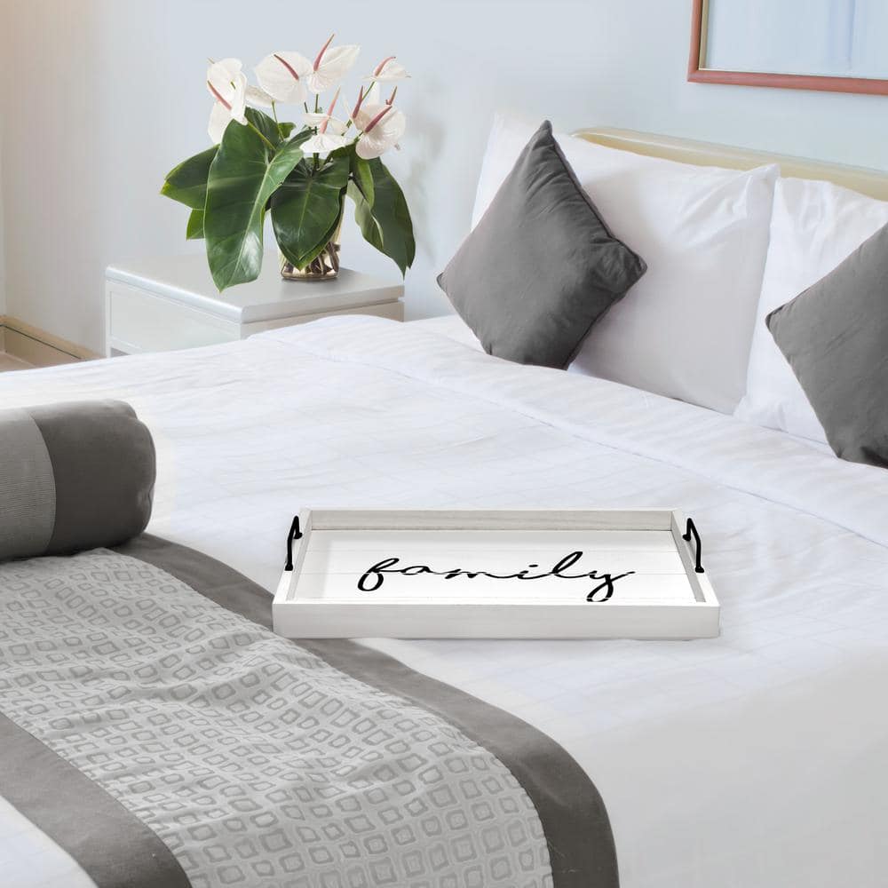 Family White Wash Decorative Serving Tray