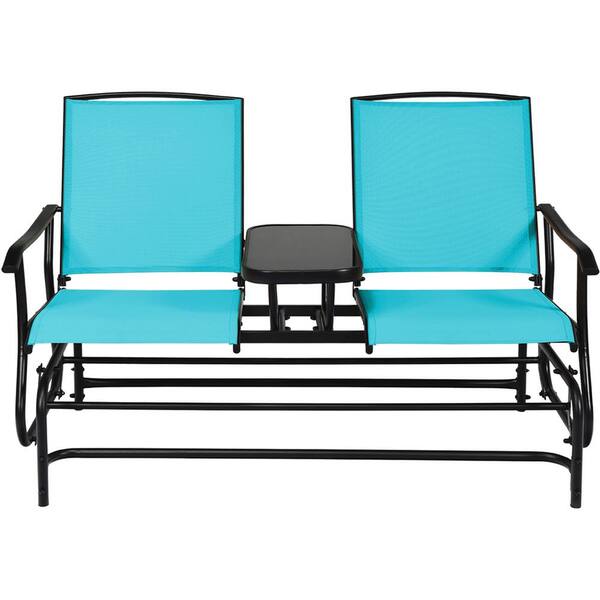 Costway 23.5 in. Turquoise 1 Piece Metal Patio Conversation