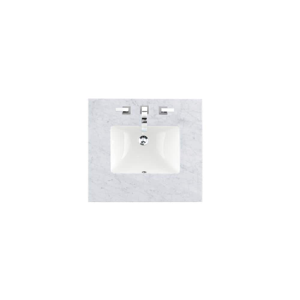 Carrara 26 in. W x 23.5 in. D x 34.3 in. H Marble Single Basin Vanity Top i
