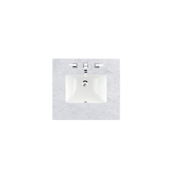 null Carrara 26 in. W x 23.5 in. D x 34.3 in. H Marble Single Basin Vanity Top in Carrara White