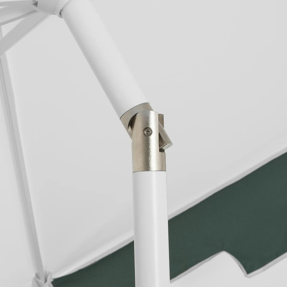 Baiona 9 ft. White and Green Aluminum Patio Umbrella with Auto-Tilt