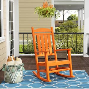 Kenly Orange Classic Plastic Outdoor Rocking Chair