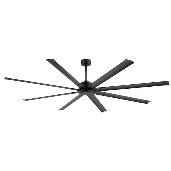 Melissa 84 in. (7 ft.) 6 Fan Speeds Industrial Ceiling Fan in Black with 8 Aluminum Blades and Remote Included No Light