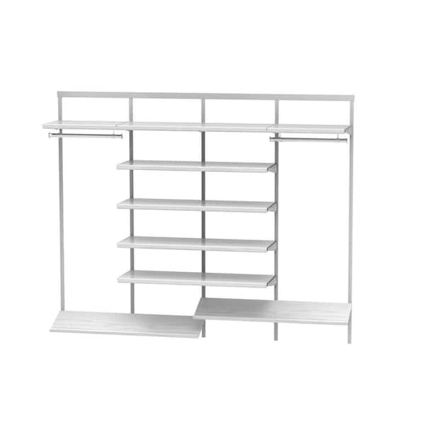 Everbilt 8 ft. Long Hang with Double Five Shelf Stack and Shoe Rack-White