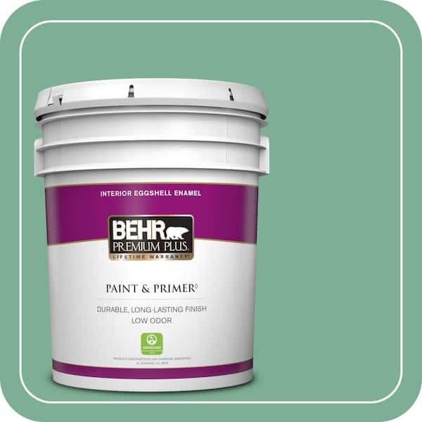 BEHR PREMIUM PLUS 5 gal. #MQ6-12 Nature Green Eggshell Enamel Low Odor Interior Paint & Primer