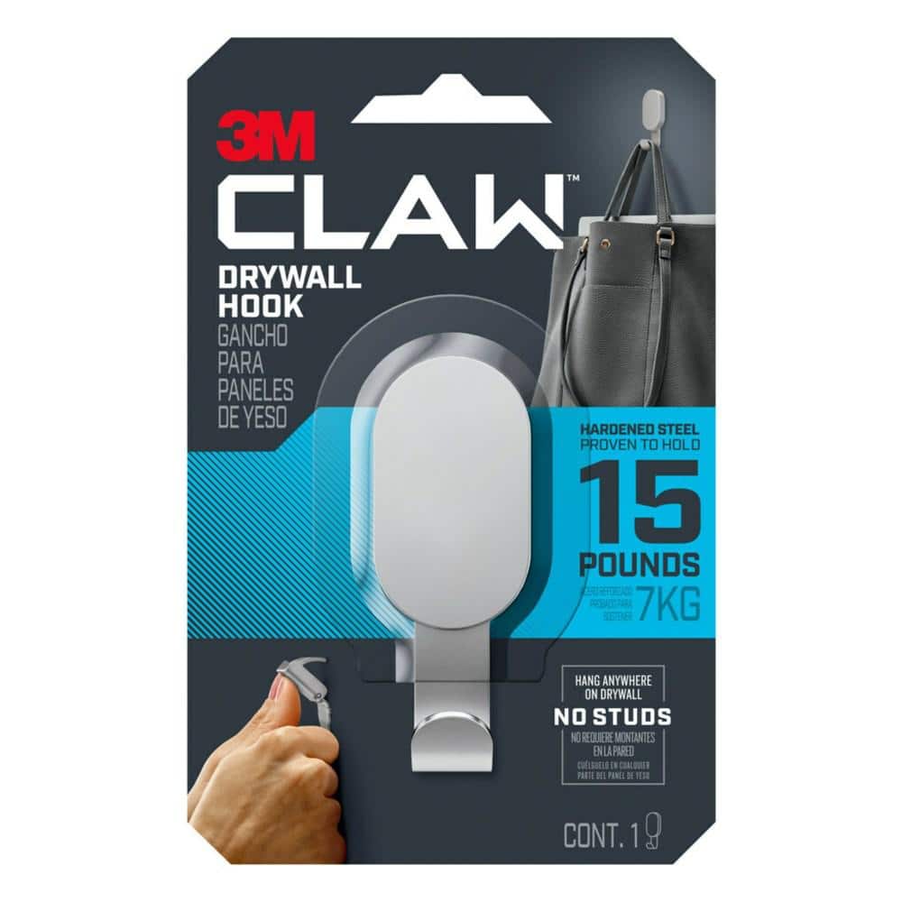 3M CLAW 3.3 in. H Steel Silver 15 lbs. Load Capacity Drywall Hook