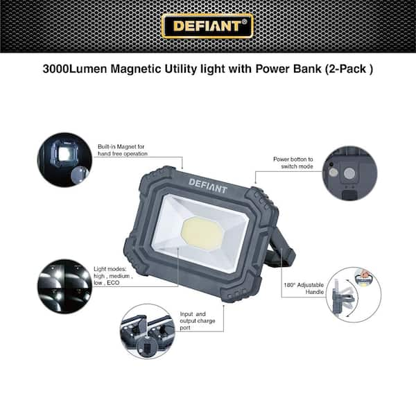 2 Defiant - 500 Lumen Battery Operated Portable LED Utility & Emergency  Lights