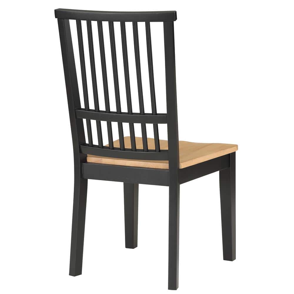 Ebony and Natural Wood High Slat Back Side Chair