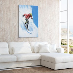 "Skiing" Mixed Media Iron Hand Painted Dimensional Wall Decor