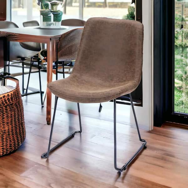 HomeRoots Brown And Black Upholstered Faux Leather Side Chair
