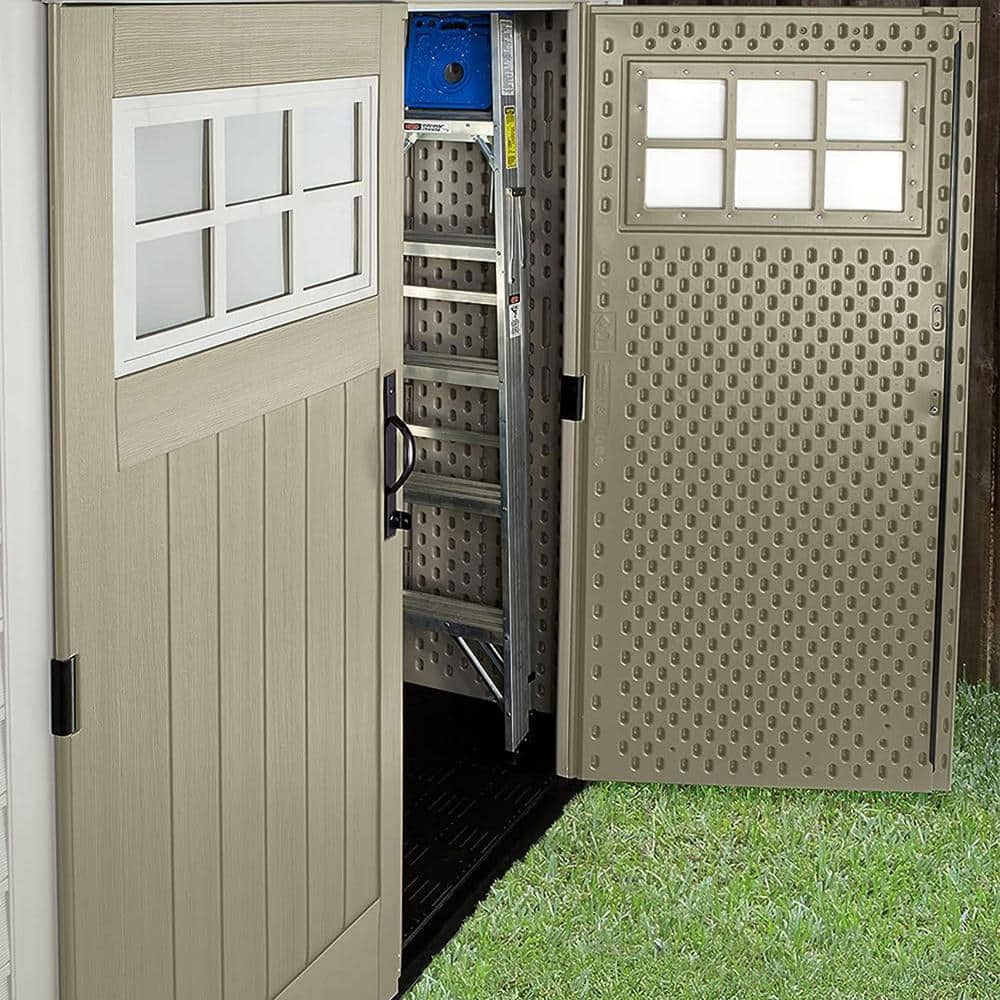 Beige 7' x 7' Resin Outdoor Storage Shed with Windows
