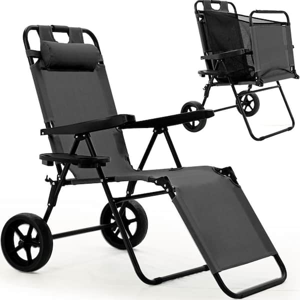 BOZTIY Beach Cart Chair - 2 in 1 Turns from Beach Cart to Beach Chair - Large Wheels - Easy to Use - Large Capacity