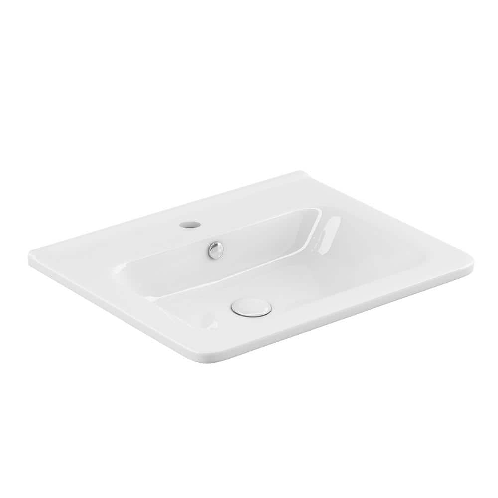 Joy 24" Glossy White Ceramic Wall-Mount Rectangular Sink