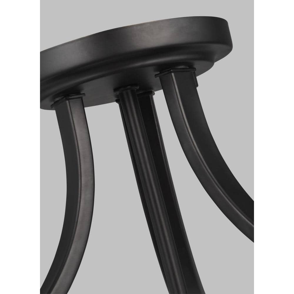 Kemal Midnight Black 3-Light Semi-Flush Ceiling Light with Etched White Glass