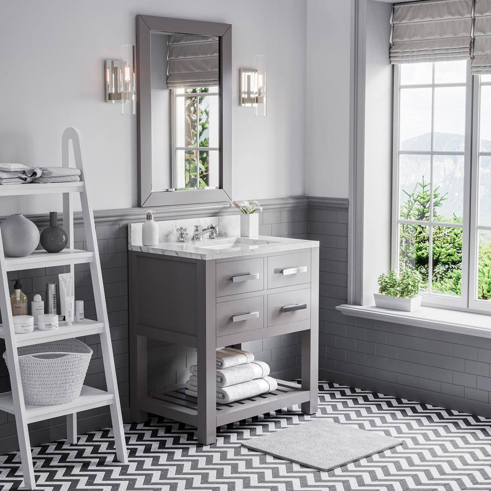 Madalyn 30" Cashmere Grey Solid Hardwood Single Sink Vanity with Marble Top