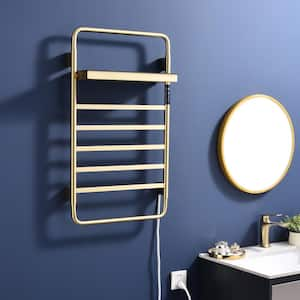 5-Bar Towel Holders Screw-In Electric Plug-In Towel Warmer in Brushed Gold