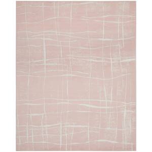 Whimsicle Pink Ivory 8 ft. x 12 ft. Abstract Contemporary Area Rug