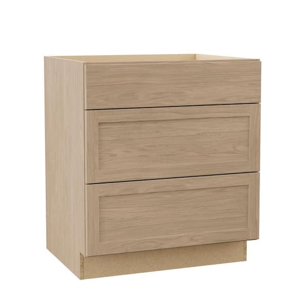 Sinclair 30 in. W x 24 in. D x 34.5 in. H Assembled Drawer Base Kitchen Cabinet in Shaker Light Oak