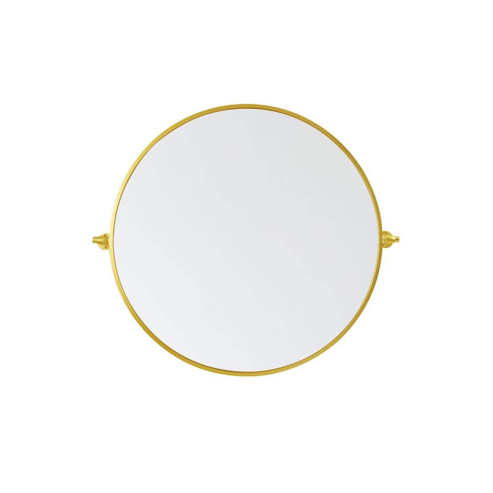 Timeless Home 30 in. W x 30 in. H Aluminum Gold Pivot Mirror