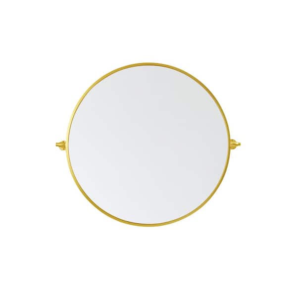 Unbranded Timeless Home 30 in. W x 30 in. H Aluminum Gold Pivot Mirror