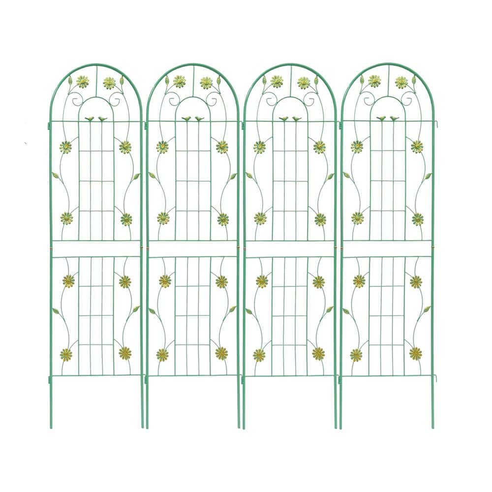 71 in. H Metal Garden Rustproof Trellis in Green(4-Pack)