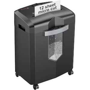 12-Sheet Micro Cut Paper, CD, Credit Card, Mails, Staple, Clip, Shredder with Jam-Proof & 4.2 Gal Pullout Bin in Black