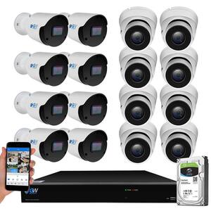 16-Channel 8MP 4TB NVR Smart Security Camera System with 8 Wired Turret and 8 Bullet Cameras 3.6 mm Fixed Lens AI, Mic