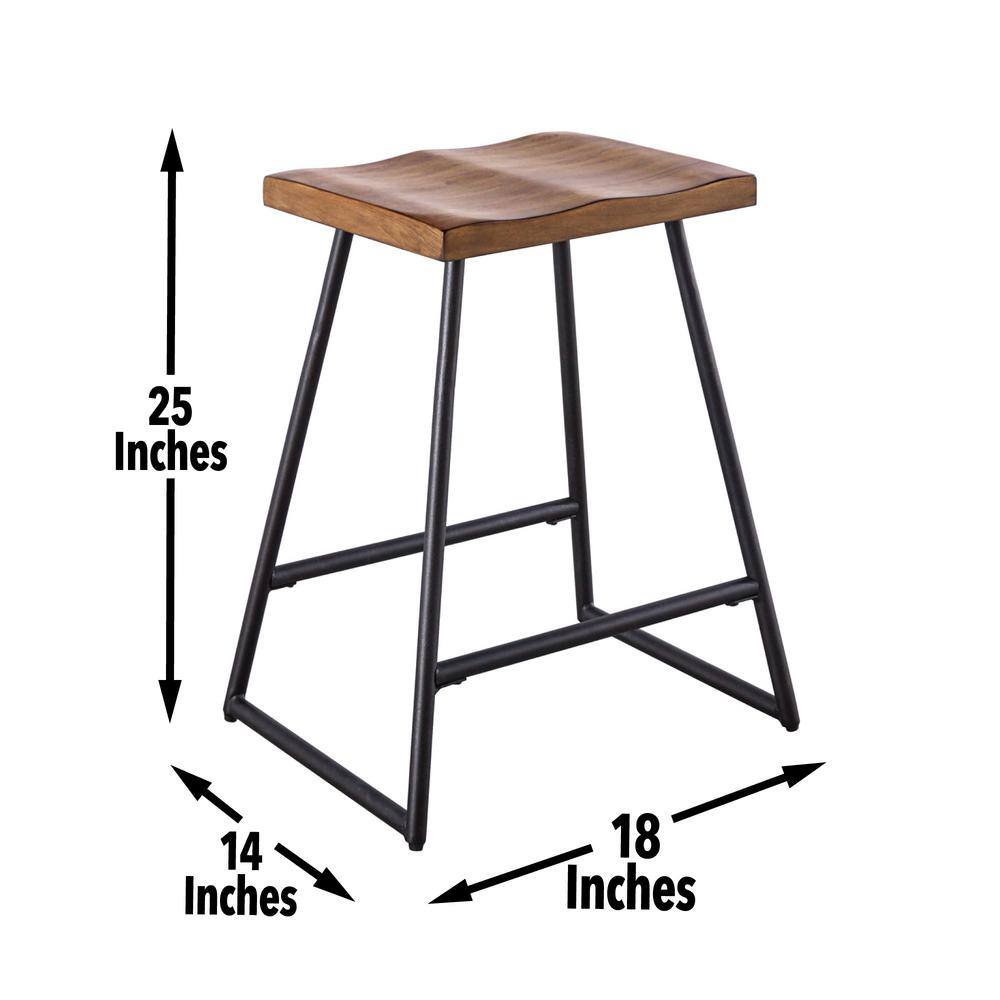 Landon Natural Honey Brown Counter Height Dining Set with Iron Base