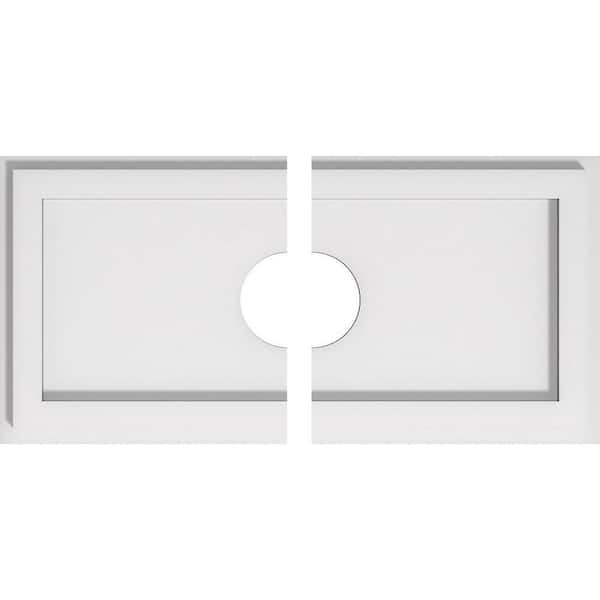 Ekena Millwork 18 in. W x 9 in. H x 3 in. ID x 1 in. P Rectangle Architectural Grade PVC Contemporary Ceiling Medallion (2-Piece)