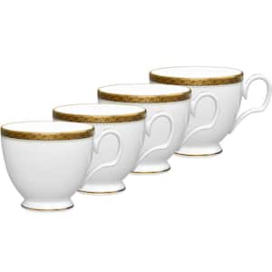 Charlotta Gold 8 fl. oz. (Gold) Porcelain Tea Cups, (Set of 4)