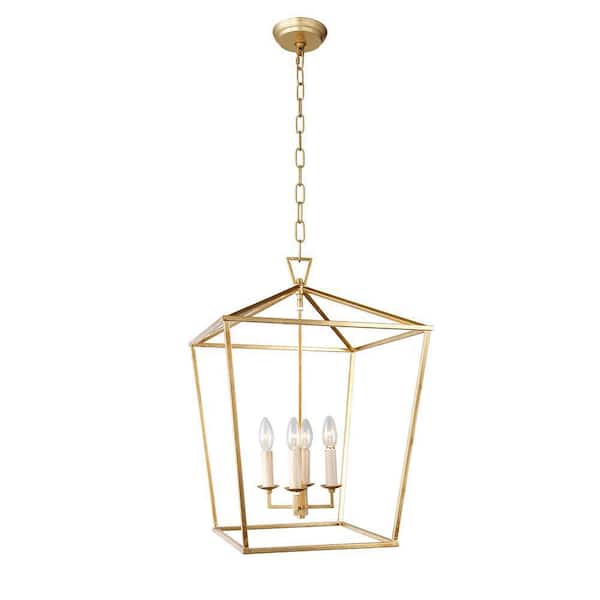 Unbranded Neslisah 4-Light Aged Iron Lantern Geometric Chandelier