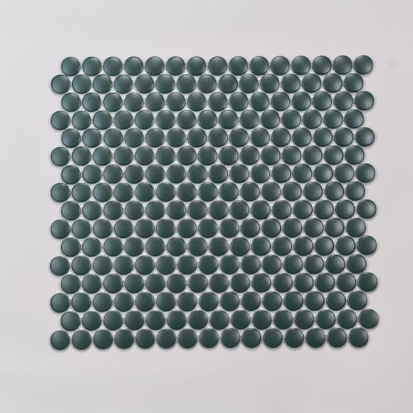 Marin 3/4 in. Penny Round Matte Porcelain Mosaic in Ocean Teal (9.87 sq. ft. /Case)