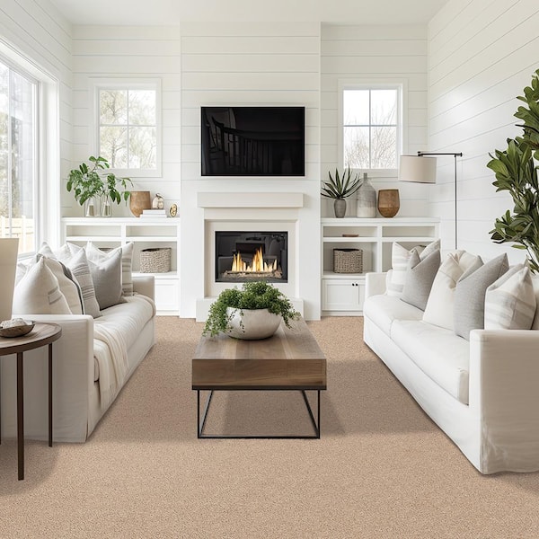 Plush Dreams III - Gentle-Beige 12 ft. 68 oz. Triexta Texture Installed Carpet