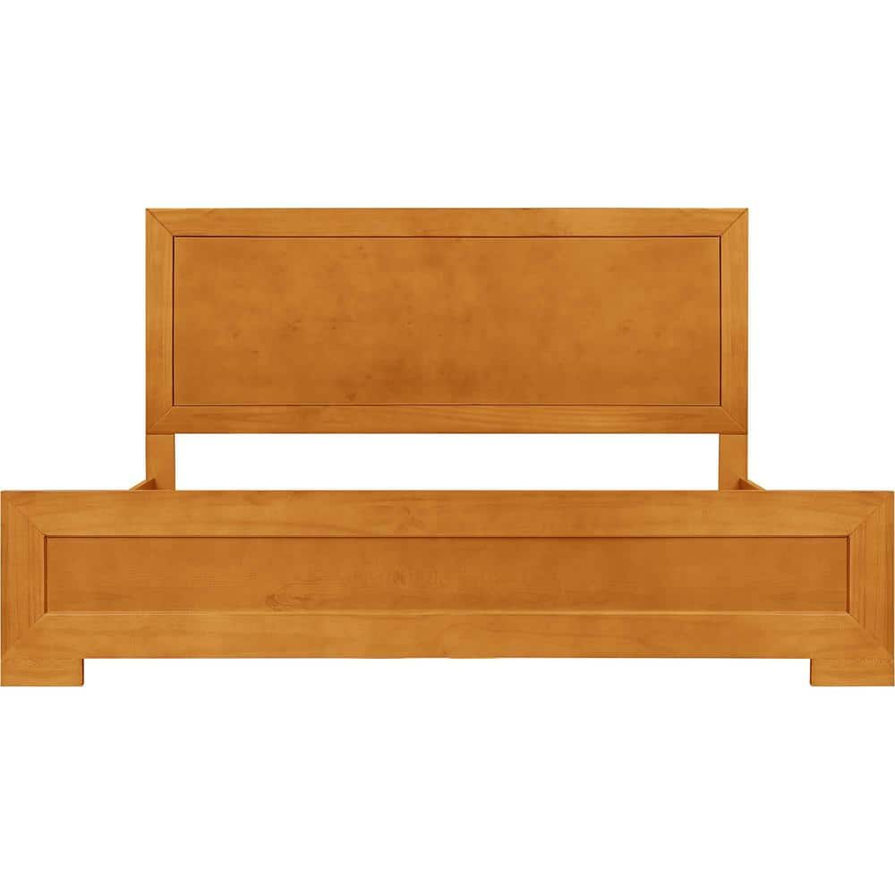 Oxford Oak King Platform Bed with Paneled Wood Headboard