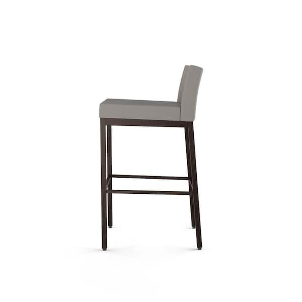 Fairfield 26 in. Textured Dark Brown Metal Warm Grey Polyurethane Counter Stool